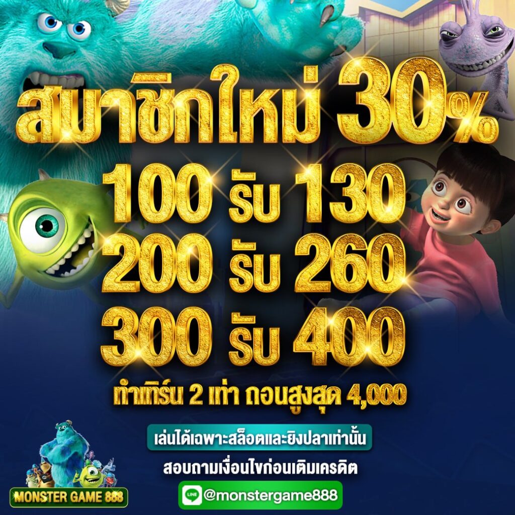 เว็บสล็อต MONSTERGAME888 สมัครสมาชิกใหม่วันนี้ รับฟรี 400 ถอนได้ 4000